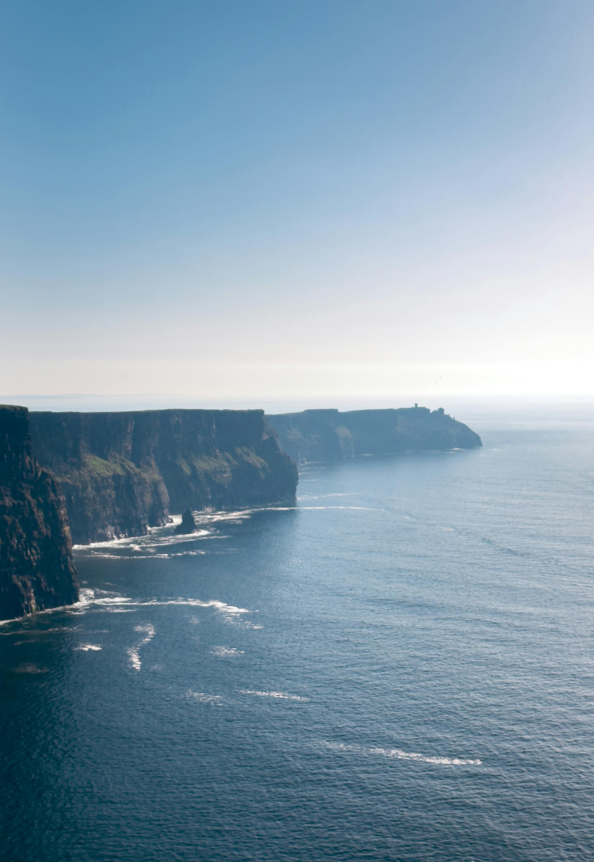 Dramatic Cliffs of Moher coastline photographed from above